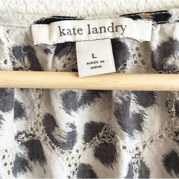 Kate Landry Midi Shift Dress Large Leopard Print Embroidered Coverup MuMu Beach - Picture 5 of 9